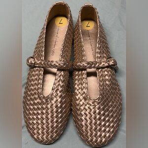 House of Harlow 1960 Bronze Woven Flats